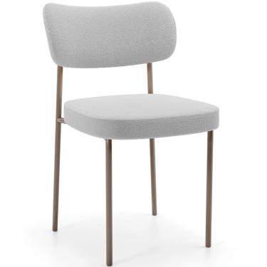 Imagem de Cadeira Decorativa Sala De Jantar Melina Base Arena L02 Bouclê Cinza - Lyam Decor