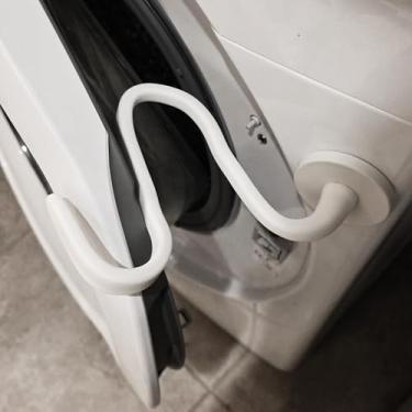 Imagem de DR Quality Parts Suporte e rolha de porta de arruela de carga frontal - Suporte magnético para porta de máquina de lavar com base magnética forte de 6 cm, rolha removível, mantém a arruela aberta para