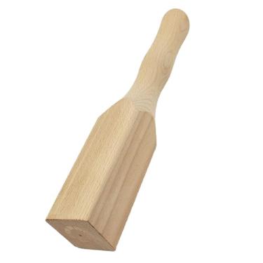 Imagem de MIAO YUAN Martelo de entalhe quadrado, martelo de madeira de faia para artigos de couro feitos à mão, martelo de carpinteiro de madeira totalmente maciça, ferramenta de marcenaria