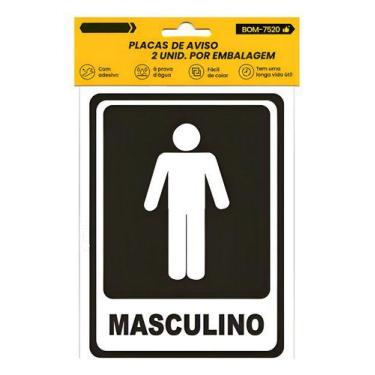 Imagem de Kit 2 Placa Sinalização Banheiro Feminino Masculino Comércio Vermelho 