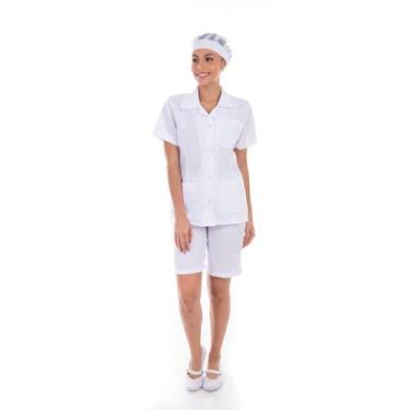 Imagem de Conjunto de jaleco e bermuda em Tecido Oxford para Copeira, Arrumadeir