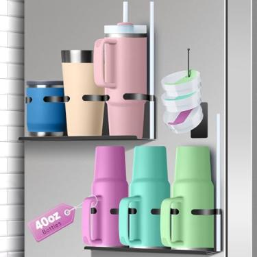 Imagem de MENOLY Suporte magnético Stanley para copo Stanley de parede e armário de geladeira, acessórios para copos Stanley 30/1,134 g, organizador de garrafas de água com 3 xícaras, presentes ideais