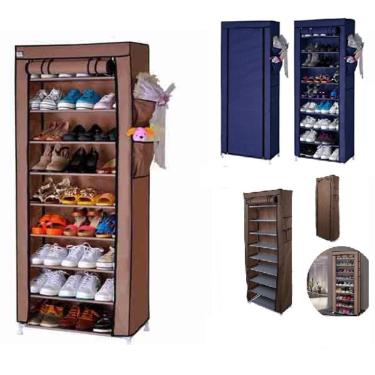 Imagem de Sapateira Armario Organizador 9 Prateleiras Grande 160cm Estante Guarda Roupa Armario Portatil Com Ziper