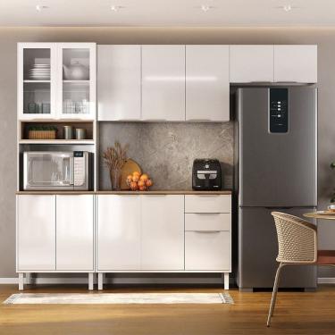 Imagem de Cozinha Completa Em Aço 4 Peças 12 Portas 2 Gavetas Com Paneleiro Nicho Forno Renova Itatiaia Branco