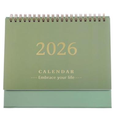 Imagem de SEWACC Calendário de mesa pequeno 2025-2026, agenda mensal de 18 meses, de julho de 2025 a dezembro de 2026, para escola de escritório em casa, verde-oliva