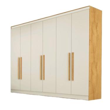 Imagem de Guarda Roupa Oslo 6 Portas 4 Gavetas 100% Mdf Mademarcs Peroba-off White