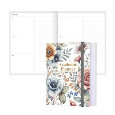Imagem de Agenda acadêmica para 2025, 2026 ou a qualquer momento – 21,6 cm x 28 cm, planejador semanal sem data para estudantes de ensino doméstico, ensino médio, faculdade e enfermagem, 200 páginas, flor