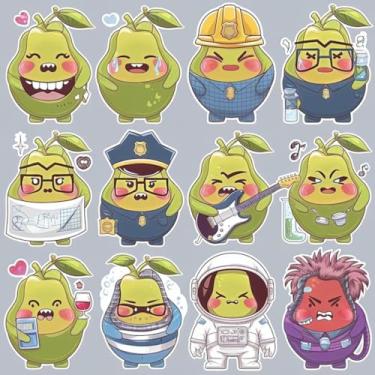 Imagem de Adesivo Kawai Fofo para Decoração de Quarto e Cadernos com Personagens Animais Frutas e Emojis 30x30cm