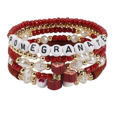 Imagem de Twinfree Pulseiras de frutas, pulseira de corda elástica com contas de disco de surfista, pingentes de joias femininas boêmias elásticas da amizade, One Size, Miçangas, Sem Pedra Preciosa