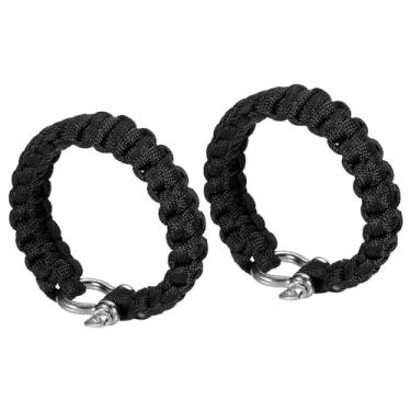 Imagem de Pulseiras de paracord de sobrevivência, 2 peças, pulseira trançada com fivela de aço inoxidável em forma de O, lembrancinhas de festa, presentes de acampamento, envoltórios ao ar livre para homens