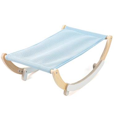 Imagem de AYNEFY Rede para Gatos, Cadeira de Balanço para Cama de Gato Com Estrutura de Madeira à Prova d'água Com Tapete Antiderrapante e Design Destacável, Ideal para Internos (Azul)