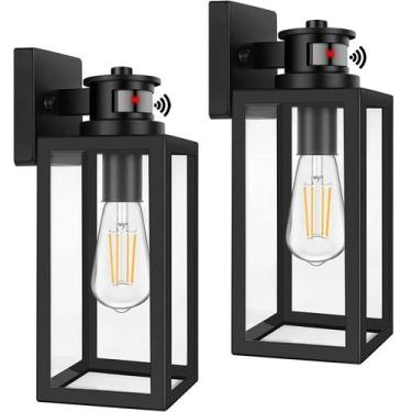 Imagem de Luminária de parede externa TOBUSA, pacote com 2 unidades, sensor de m