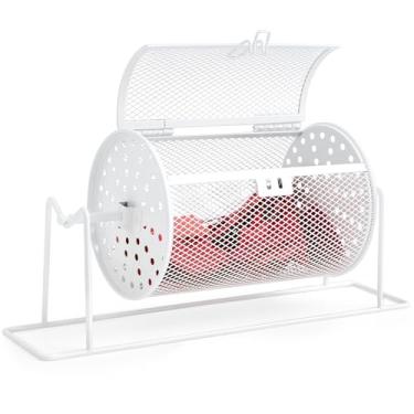 Imagem de Teenyyou Rifa pequena de 18 cm x 12 cm com rodador de bilhete atualizado comporta 600 bilhetes com suporte para bateria para eventos de jogos (branco)