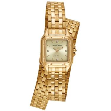 Imagem de Mondaine Relógio Feminino Dourado Aço Quadrado Champagne Index