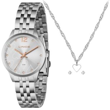 Imagem de Relógio Feminino Prata Lince Original com Conjunto de Brincos e colar LRM4842L36 K0JH