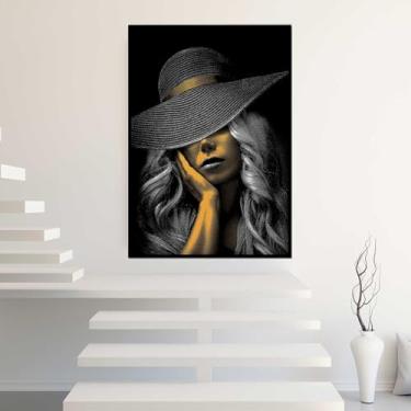 Imagem de Quadros Decorativos com Moldura Minimalista Preto e Branco Linhas Sala Quarto Kit Conjunto 2