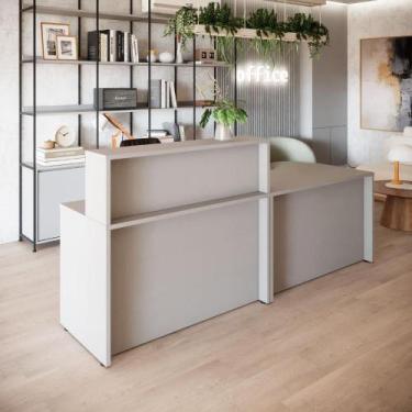 Imagem de Balcão de Recepção Retangular para Atendimento F5 Office G, Cinza