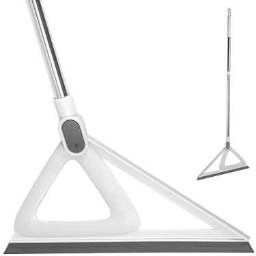 Imagem de Esfregador de rodo de silicone com alça de aço inoxidável multifuncional lâmina removível para azulejo de chuveiro de banheiro