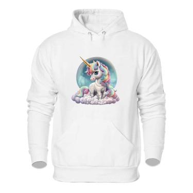 Imagem de Blusa de Frio Abrigo Moletom Quentinho Plus Size Feminino Estampa Unicornio Confortavel Macia