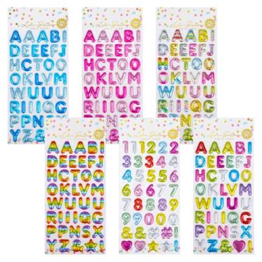 Imagem de 246 peças adesivos 3D letras 3D números inchados e adesivos do alfabeto, 6 folhas diferentes, adesivos coloridos autoadesivos com letras e números, para scrapbooking decorativo, calendário faça você