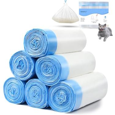 Imagem de Bolsa de areia para gatos autolimpante de 120 unidades compatível com MW-SC01/MW-SC02/MW-LR01, sacos de receptáculos de areia de gatos resistentes com cordão, adequados para caixa de areia automática