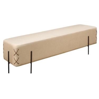 Imagem de Recamier Banco Eros Luxo Preto Castellar Móbile Linho Bege Claro Linho Bege Claro