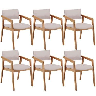 Imagem de Kit 06 Cadeiras Para Sala De Jantar Estar Living Giorgia B04 Linho Bege