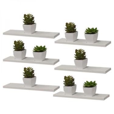 Imagem de Kit 6 Prateleiras 50 X 10cm Branca Suporte Invisível