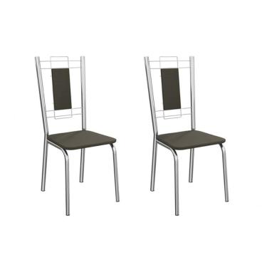 Imagem de Cadeira Sala De Jantar Florença 2c005cr Aço Kit 2 Un Cromado/suede Escuro - Kappesberg