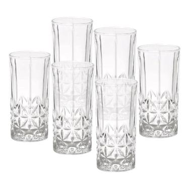 Imagem de 2X Jogo 6 Copos Altos Importados Em Vidro Lapidado - Larador