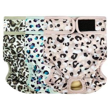 Imagem de Langsprit Fraldas laváveis ​​para cães femininos - fraldas reutilizáveis ​​para cachorrinhos para cachorrinhos fêmeas no período - calcinha de calor para cães altamente absorvente leopardo x
