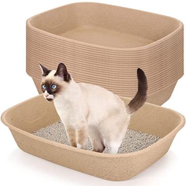 Imagem de Rtteri 20 peças caixa de areia descartável bandeja de areia descartável para gatos caixa de areia gato gatinho caixa de areia viagem banheiro 44,5 x 34,3 x 9 cm para viagem em casa gato gatinho