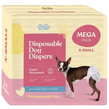 Imagem de Pitpet Fraldas Confortáveis para Cães Femininos - Fraldas Descartáveis Superabsorventes para Cães com 50 Unidades - Tecnologia de Gel Flashdry e Indicador de Umidade - Fraldas À Prova de Vazamentos Pa