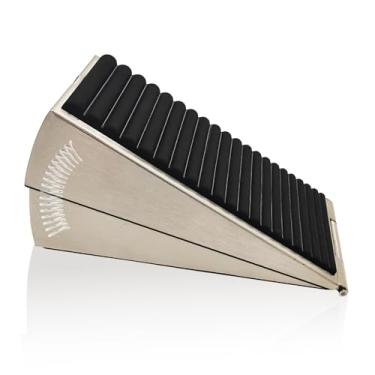 Imagem de Rolha de porta de mola ajustável resistente - serve para portas de até 7 cm, aço inoxidável com borracha antiderrapante, perfeita para portas pesadas - Design durável (1, prata)