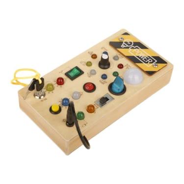 Imagem de KiBcsLic Quadro de Madeira com 8 Interruptores de Luz LED, Brinquedos Sensoriais Educativos para Crianças, Auxiliares de Ensino, Brinquedo Educativo, quadro