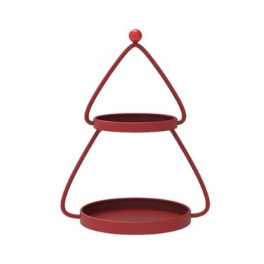 Imagem de MotiveTech Bandeja de servir bolo de 2 andares, suporte multifuncional e elegante para festas, expositor de sobremesas, organizador e prateleira para lojas, Vermelho