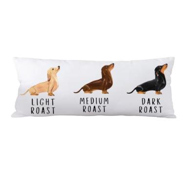 Imagem de Yhtrg Funny Coffee Dachshund 50 x 132 cm, decoração de casa de Dachshund, presentes para amantes de cães Weiner Capas de travesseiro de corpo longo para adultos, mulheres, homens e crianças