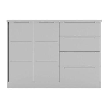 Imagem de Cômoda Infantil Pérola Com 2 Portas E 4 Gavetas Cinza - Phoenix Baby Cinza