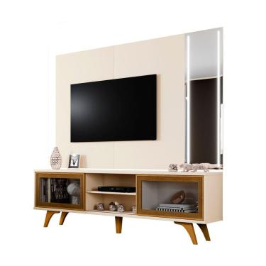 Imagem de Rack Vitrum Com Painel Vitrum Com Espelho Led 218 Mavaular Off White