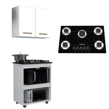 Imagem de Kit Cozinha Balcão Armário Turim e Cooktop 5 Bocas Chamalux