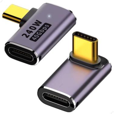 Imagem de KIT 2 Adaptadores USB-C 4.0 240W 40Gbps, PD Fast Charge – 8K UHD, Áudio e Vídeo – Type-C Macho para Fêmea, Thunderbolt 4/USB4, Alumínio Premium