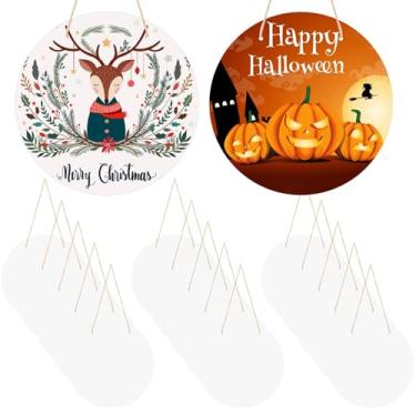 Imagem de Conjunto de 15 peças de ornamento em branco com sacola, placas de porta de disco de alumínio de sublimação de 25,4 cm, placas decorativas inacabadas