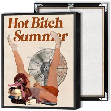 Imagem de Funky Hot Bitch Summer Canvas Posters Cute Sexy Woman Wall Art Girls Room Estética Minimalista Impressão Pintura para Sala de Estar Quarto Dormitório Decoração de Parede 20 x 30 cm Sem Moldura