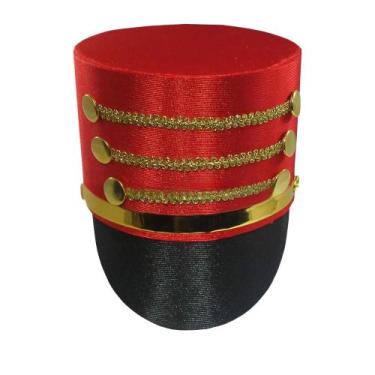 Imagem de Detalhes do chapéu Nutcracker Soldier vermelho e dourado para adultos 