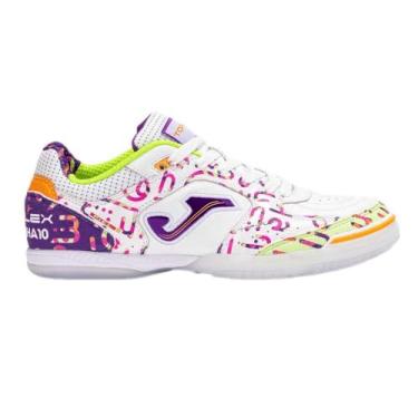 Imagem de Joma Topflex Amandinha Edição Limitada, Chuteira Futsal, Branco com Detalhes Coloridos, Couro Premium, Alta Performance