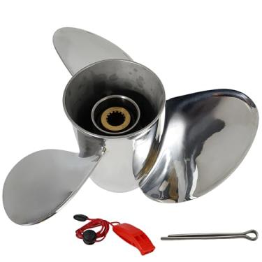 Imagem de QIKIRUO Hélice de barco externa de aço inoxidável de 14x21,14x19,14 1/2x25,16x20 Upgrade para motores Yamaha 150-300HP, Hélice de 15 dentes, RH (14x19)