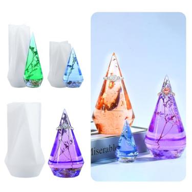 Imagem de SWUAVD Moldes de silicone em cone, 3 peças de moldes de cone de anel de silicone para resina epóxi, suporte de anel, exibição de joias, presente de casamento, ornamentos criativos