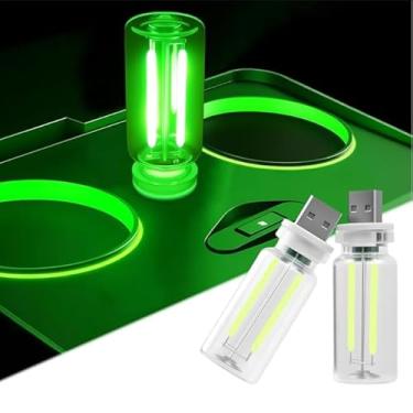 Imagem de 2 lâmpadas USB para carro, garrafa de vidro retrô, lâmpada noturna de LED com controle regulável por toque, iluminação ambiente interior portátil para veículos, quarto, corredor, presente para Natal