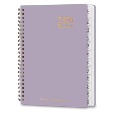 Imagem de Agenda 2026, calendário semanal e mensal, planejadores acadêmicos, janeiro de 2026 a dezembro de 2026, agenda de planejamento para material escolar de escritório, 21,6 cm x 28 cm, roxo