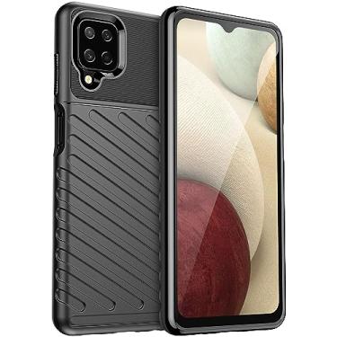 Imagem de Capa para Samsung Galaxy A12 Nacho. Fibra de carbono refinada, anti-queda, anti-impressões digitais, proteção integral. A capa do telemóvel é compatível com Samsung Galaxy A12 Nacho